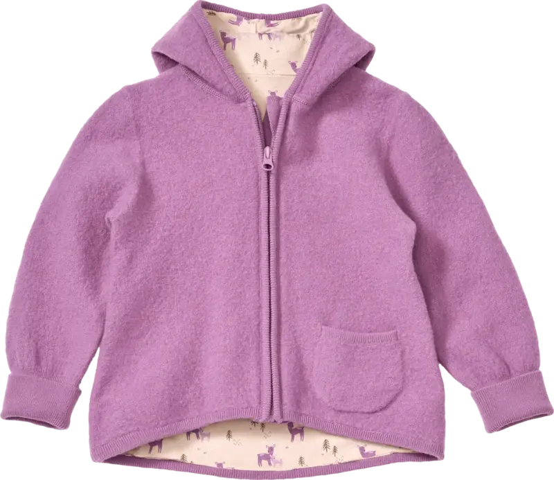 ALANA Jacke aus Merinowolle mit Mitwachsfunktion & Reh-Muster, lila, Gr. 62/68