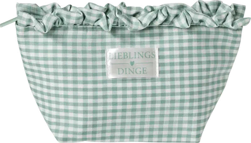 Vito & Joe Kosmetiktasche grün/weiß Karomuster "Lieblingsdinge"