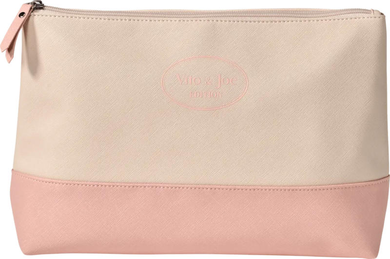Vito & Joe Kulturbeutel creme/rosa Lederoptik