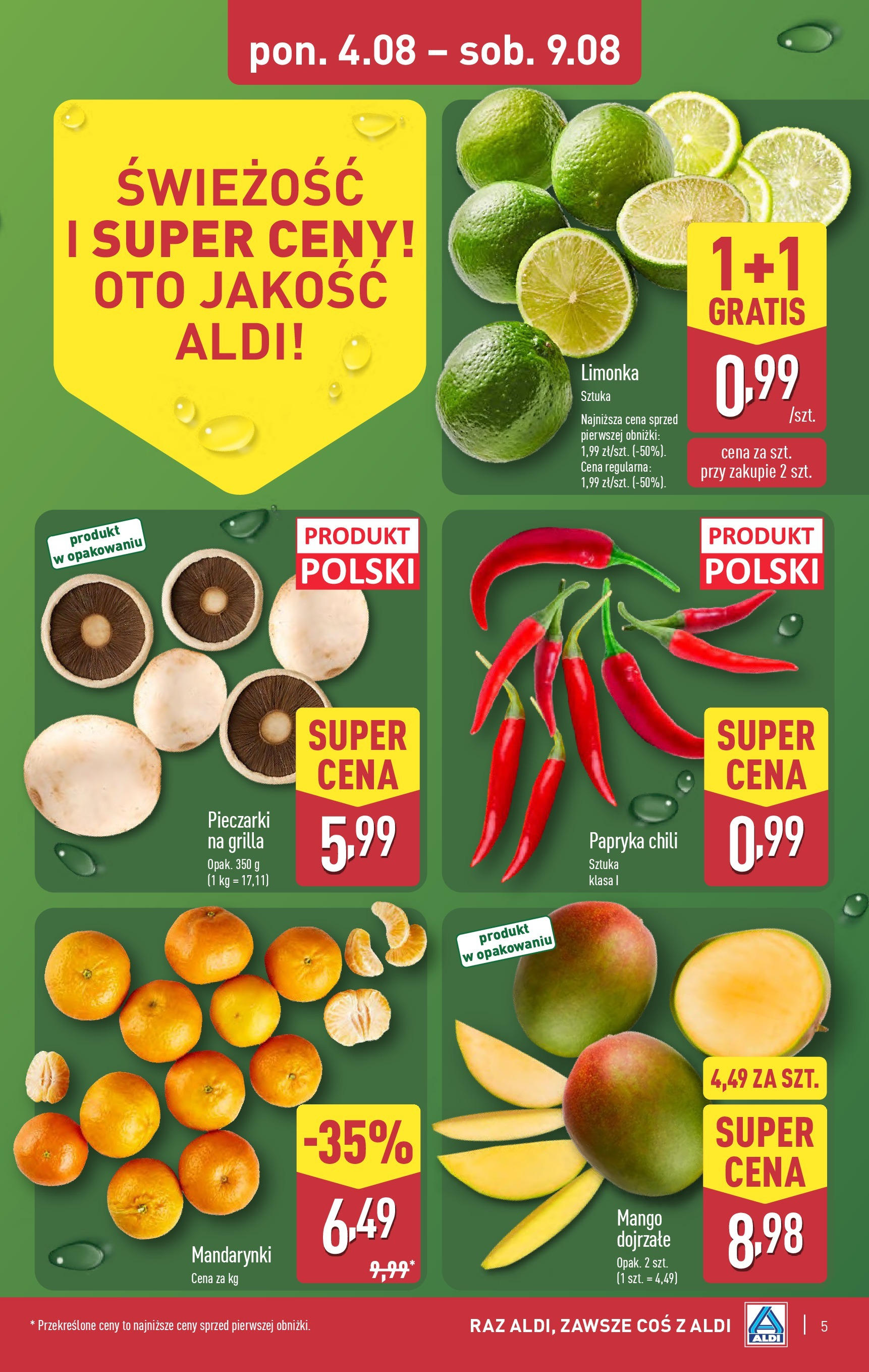 Aldi Gazetka od 04.08.2025 | Nowa PDF gazetka | Strona: 5 | Produkty: Chili, Limonka, Papryka, Mandarynki Aldi Gazetka od 04.08.2025 - Ulotka PDF, promocje | Strona: 5 | Produkty: Chili, Limonka, Papryka, Mandarynki