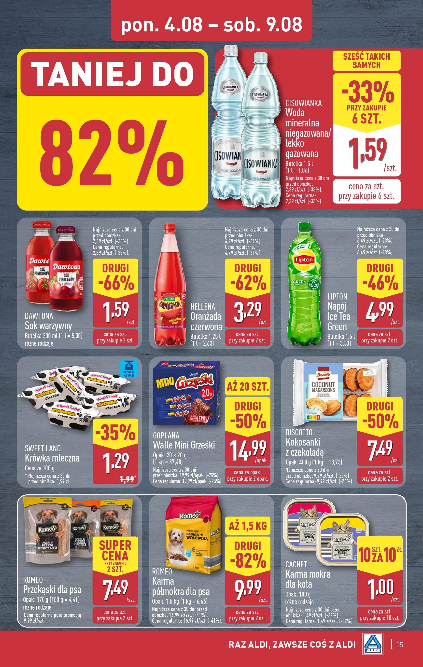Aldi Gazetka od 04.08.2025 | Nowa PDF gazetka | Strona: 15 | Produkty: Wafle, Ice Tea, Krowka, Czekolada Aldi Gazetka od 04.08.2025 - Ulotka PDF, promocje | Strona: 15 | Produkty: Wafle, Ice Tea, Krowka, Czekolada