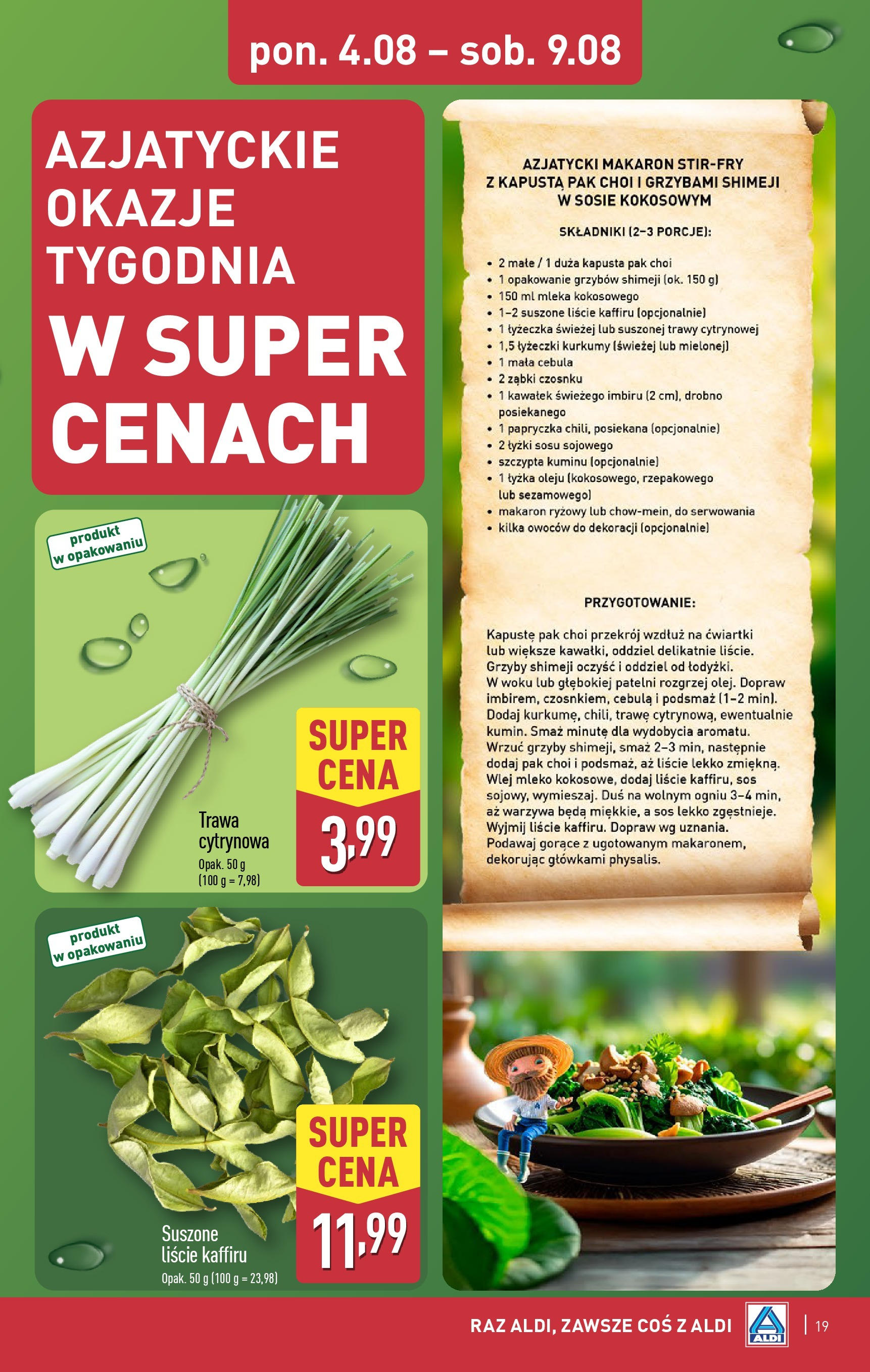 Aldi Gazetka od 04.08.2025 | Nowa PDF gazetka | Strona: 19 | Produkty: Trawy, Mleko, Makaron, Sos Aldi Gazetka od 04.08.2025 - Ulotka PDF, promocje | Strona: 19 | Produkty: Trawy, Mleko, Makaron, Sos