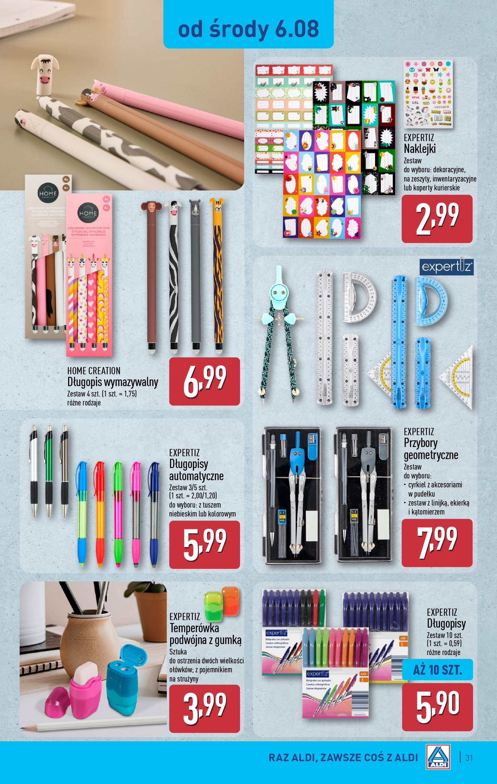 Aldi Gazetka od 04.08.2025 | Nowa PDF gazetka | Strona: 31 | Produkty: Temperówka, Naklejki Aldi Gazetka od 04.08.2025 - Ulotka PDF, promocje | Strona: 31 | Produkty: Temperówka, Naklejki