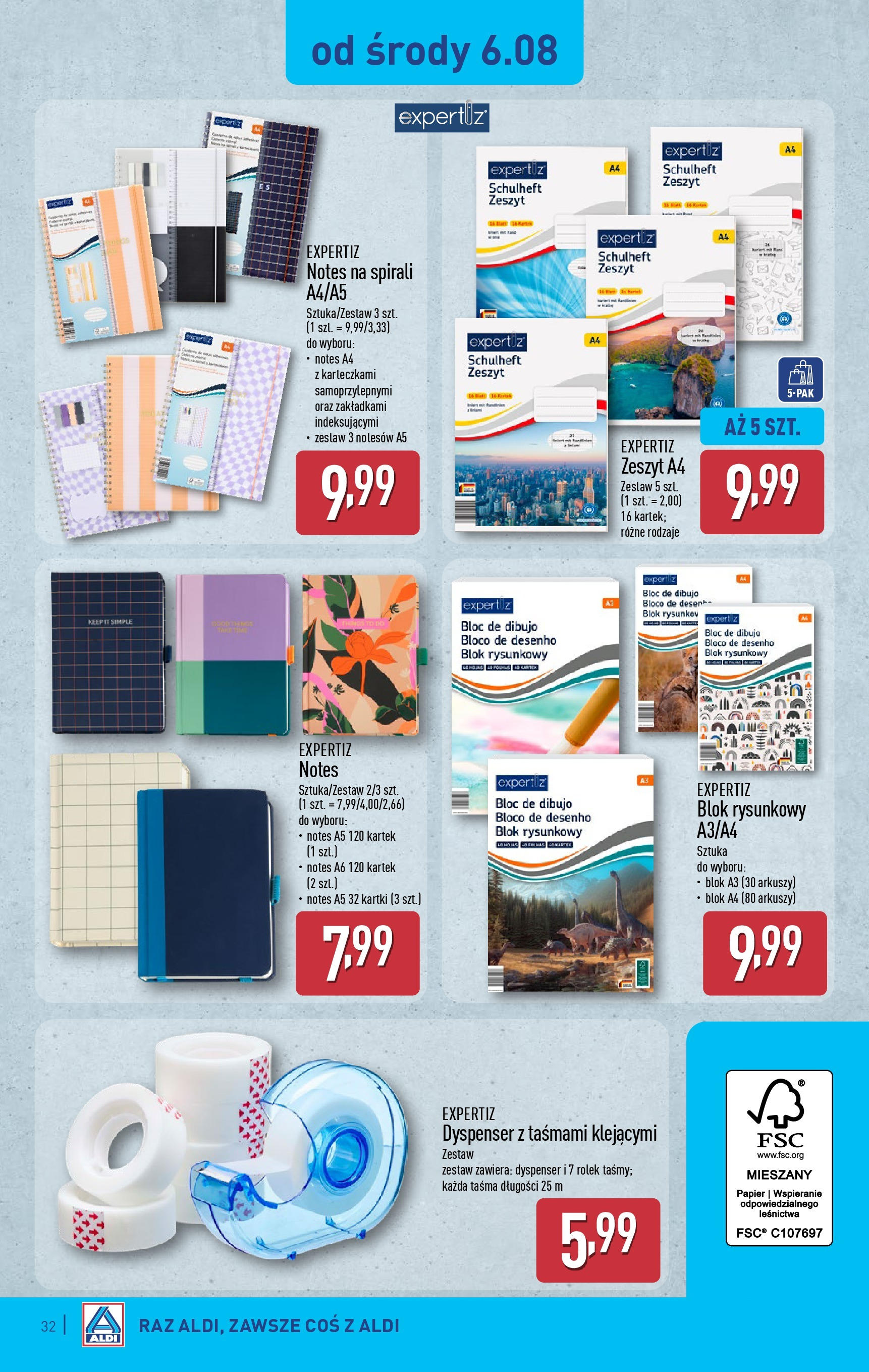 Aldi Gazetka od 04.08.2025 | Nowa PDF gazetka | Strona: 32 | Produkty: Zeszyt Aldi Gazetka od 04.08.2025 - Ulotka PDF, promocje | Strona: 32 | Produkty: Zeszyt