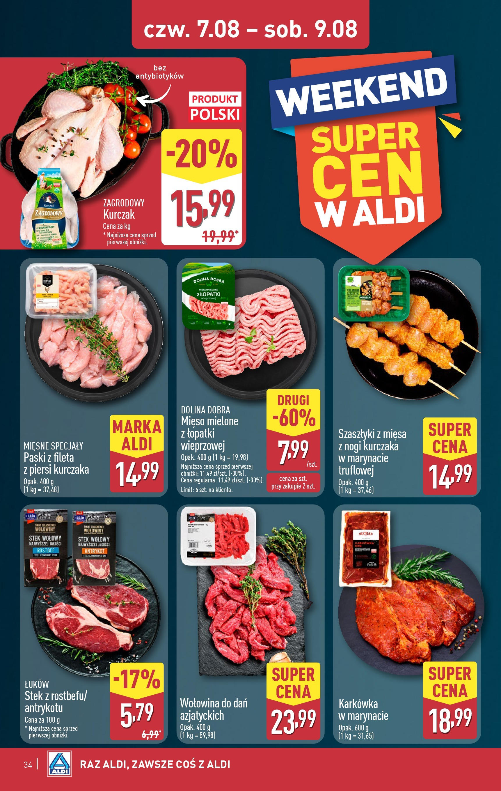 Aldi Gazetka od 04.08.2025 | Nowa PDF gazetka | Strona: 34 | Produkty: Karkówka, Kurczak, Piersi, Wołowina Aldi Gazetka od 04.08.2025 - Ulotka PDF, promocje | Strona: 34 | Produkty: Karkówka, Kurczak, Piersi, Wołowina