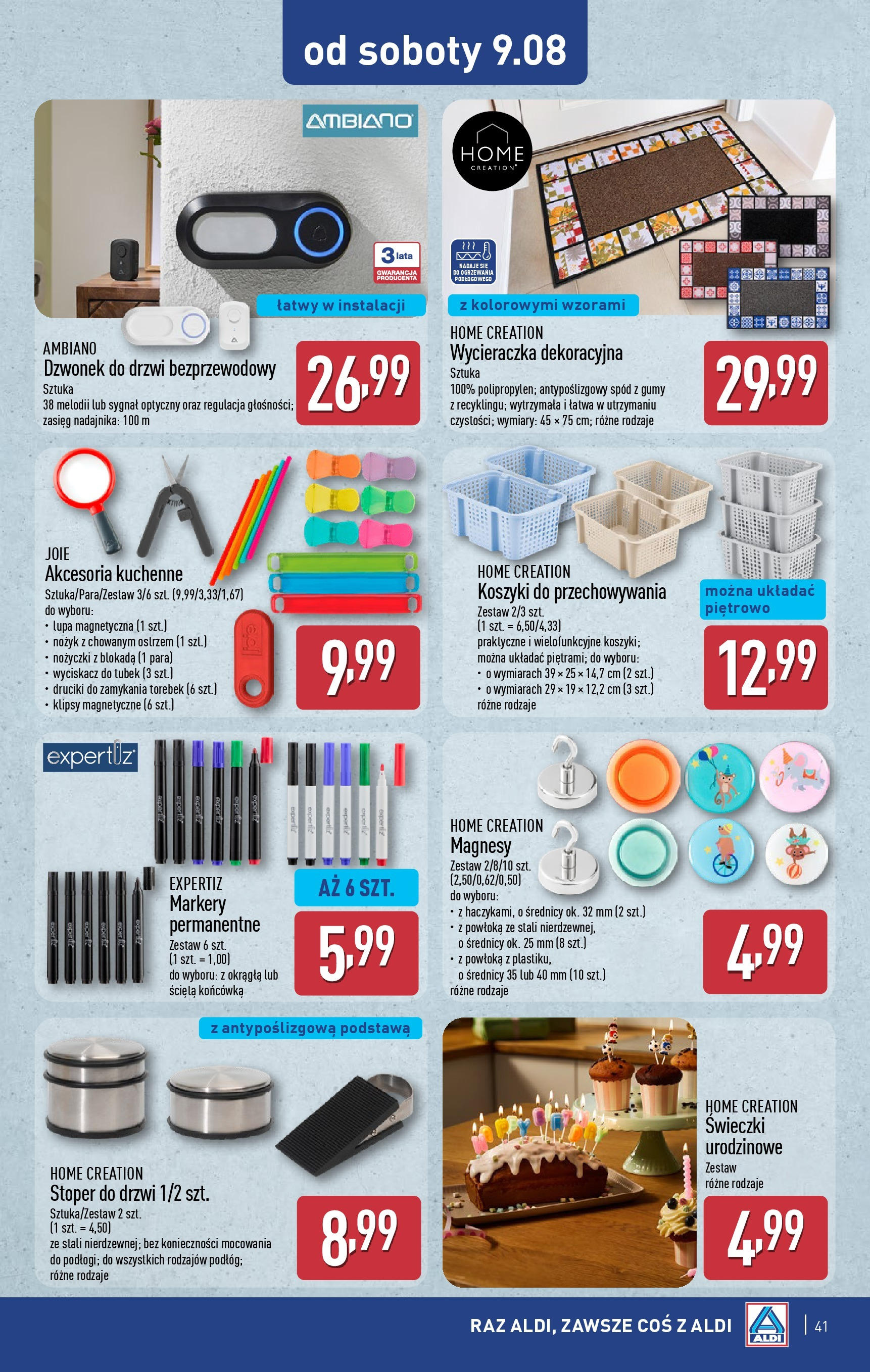 Aldi Gazetka od 04.08.2025 | Nowa PDF gazetka | Strona: 41 | Produkty: Nożyk, Gumy, Wycieraczka Aldi Gazetka od 04.08.2025 - Ulotka PDF, promocje | Strona: 41 | Produkty: Nożyk, Gumy, Wycieraczka