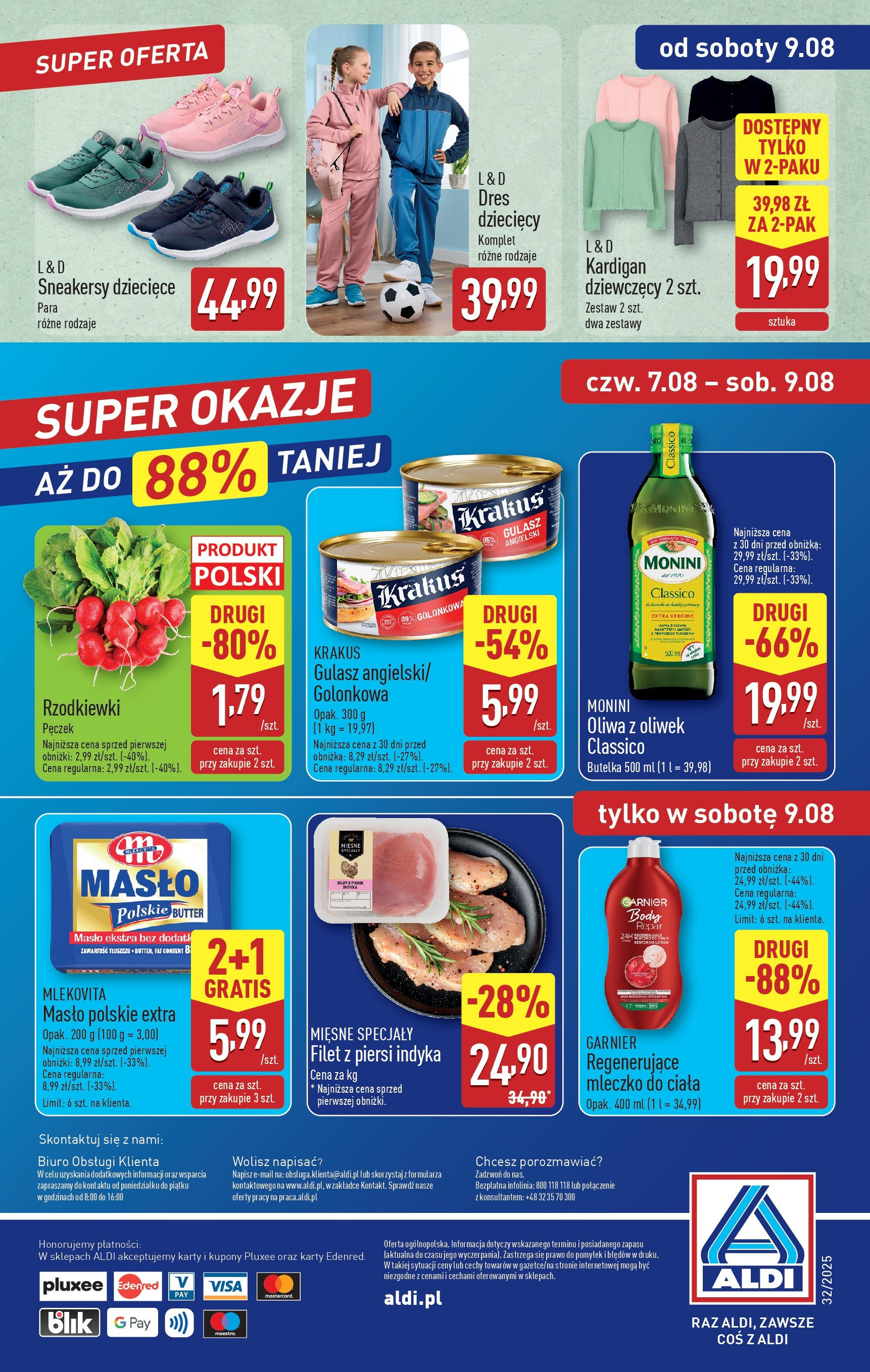 Aldi Gazetka - Od Soboty od 09.08.2025 - Ulotka PDF, promocje | Strona: 8 | Produkty: Masło Polskie, Piersi, Oliwa z oliwek, Gulasz angielski