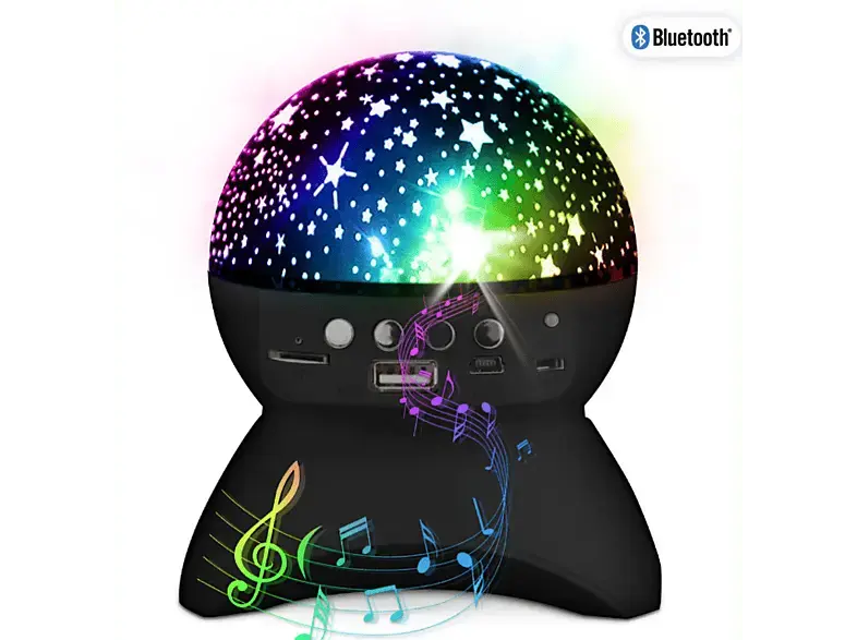 Patryfunlights Bluetooth-Partylautsprecher mit Nachtlichteffekten, schwarz; Bluetooth Lautsprecher