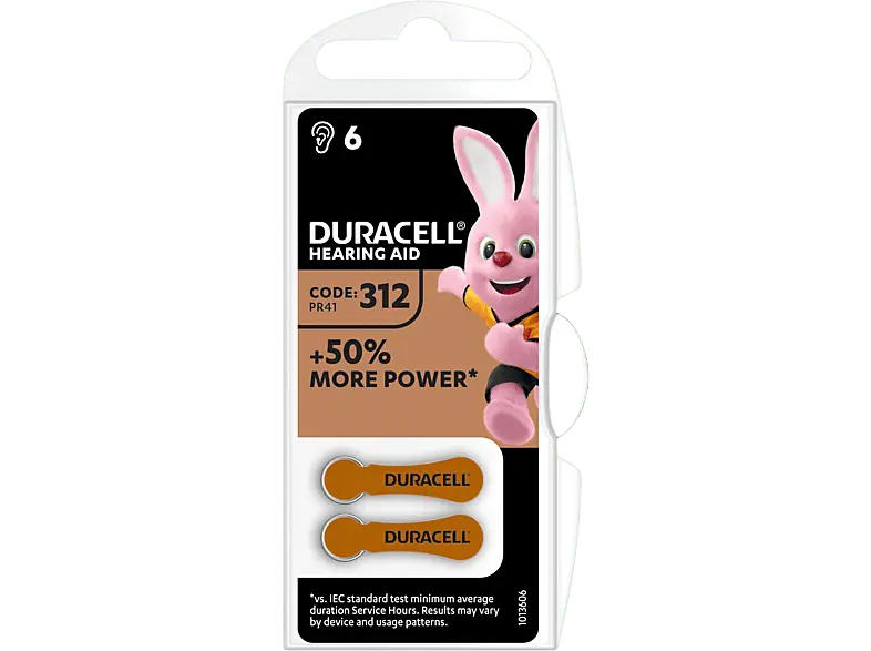 Duracell 312 6ER Hörgerätebatterie; Hörgerätebatterie