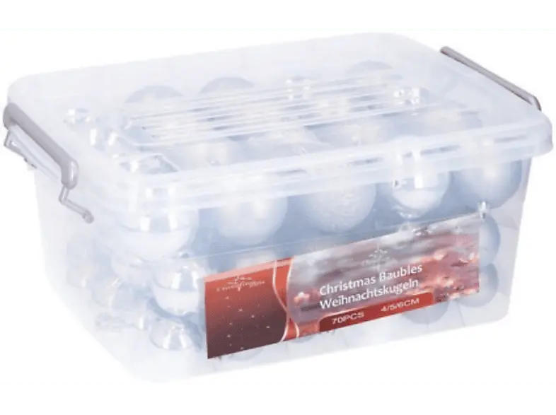 EDCO Weihnachtskugeln, Set, 70 Stk., 4/5/6 cm, Silber; Christbaumkugel