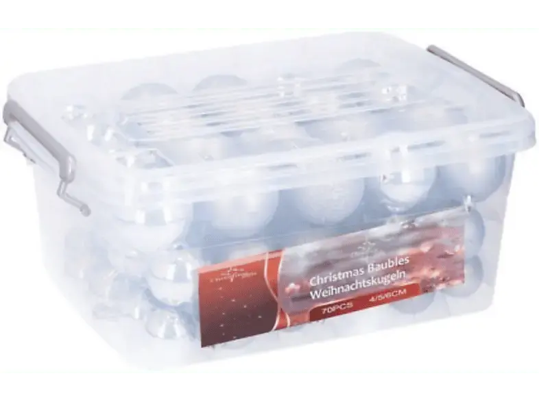 EDCO Weihnachtskugeln, Set, 70 Stk., 4/5/6 cm, Silber; Christbaumkugel