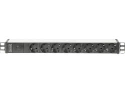 digitUS Steckdosenleiste mit Aluminiumprofil und Vorsicherung for Business, 8-fach Schutzkontaktsteckdose, 2 m Zuleitung IEC C14 Stecker; Steckdosenleiste----Steckdosenleiste