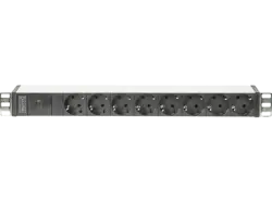 digitUS Steckdosenleiste mit Aluminiumprofil und Vorsicherung for Business, 8-fach Schutzkontaktsteckdose, 2 m Zuleitung IEC C14 Stecker; Steckdosenleiste----Steckdosenleiste
