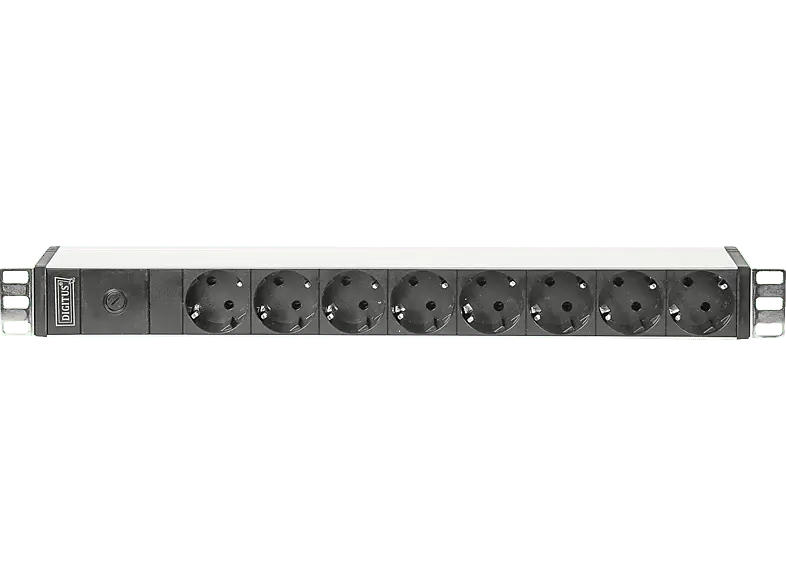 digitUS Steckdosenleiste mit Aluminiumprofil und Vorsicherung for Business, 8-fach Schutzkontaktsteckdose, 2 m Zuleitung IEC C14 Stecker; Steckdosenleiste----Steckdosenleiste