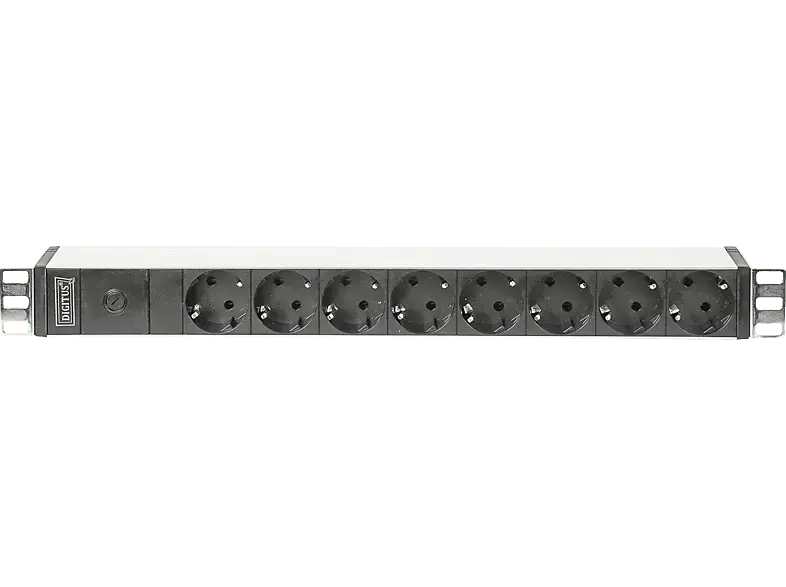 digitUS Steckdosenleiste mit Aluminiumprofil und Vorsicherung for Business, 8-fach Schutzkontaktsteckdose, 2 m Zuleitung IEC C14 Stecker; Steckdosenleiste----Steckdosenleiste
