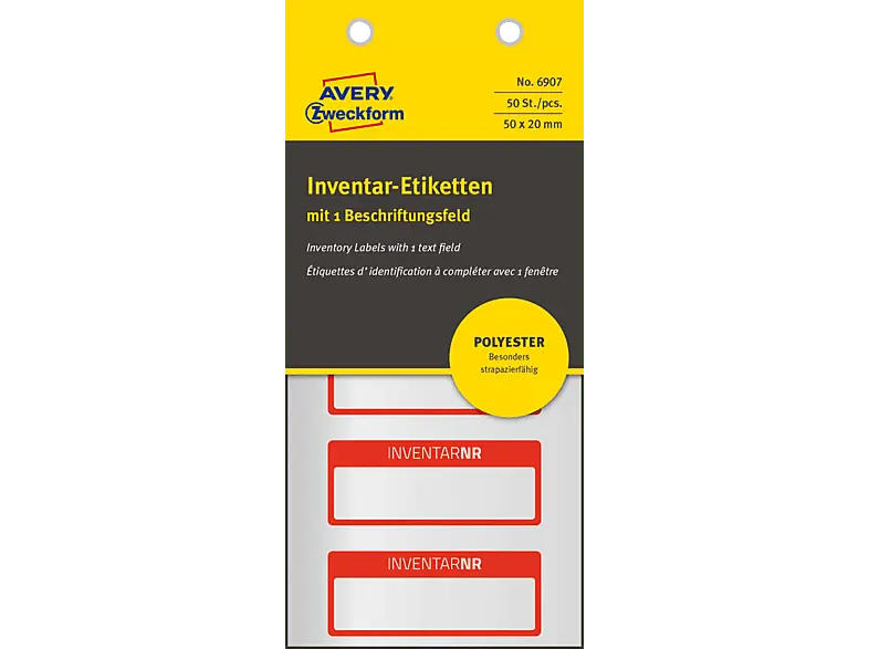 Avery ZWECKforM Inventar-Etiketten, 50 x 20 mm, 6907