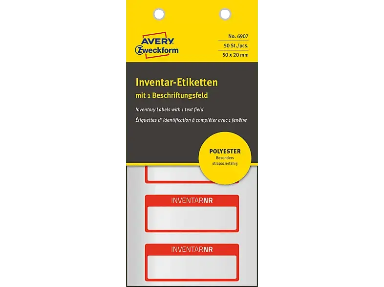 Avery ZWECKforM Inventar-Etiketten, 50 x 20 mm, 6907