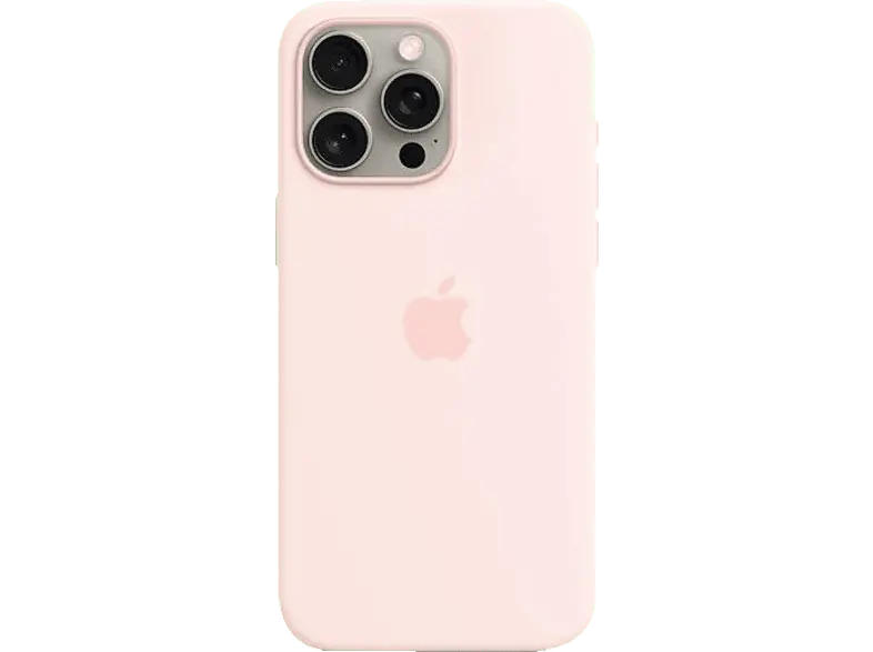 Apple Silikon Case mit MagSafe Backcover, für Apple iPhone 15 Pro Max, Hellrosa; Schutzhülle