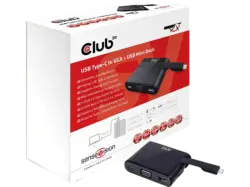 CLUB-3D Videoadapter SenseVision USB Typ-C auf VGA + 3.0 Charging Mini Dock
