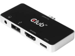 CLUB-3D Adapter USB Typ C 4-in-1 Hub auf HDMI, 4K/60Hz, Schwarz (CSV-1591)