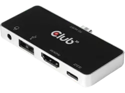 CLUB-3D Adapter USB Typ C 4-in-1 Hub auf HDMI, 4K/60Hz, Schwarz (CSV-1591)