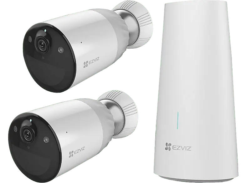 EZVIZ BC1-B2, Überwachungssystem (Anzahl Kameras: 2, für Innen + Außen, Nachtsichtfunktion, Netz-/Batteriebetrieb, Full-HD, Weiß)