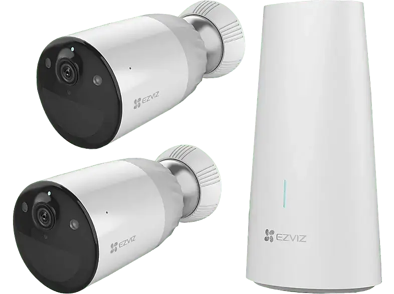 EZVIZ BC1-B2, Überwachungssystem (Anzahl Kameras: 2, für Innen + Außen, Nachtsichtfunktion, Netz-/Batteriebetrieb, Full-HD, Weiß)