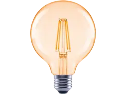 Xavax LED-Filament, E27, 680lm ersetzt 52W, Globelampe, G95, Amber, Warmweiß; LED-Lampe