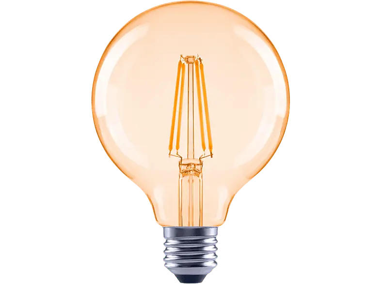 Xavax LED-Filament, E27, 680lm ersetzt 52W, Globelampe, G95, Amber, Warmweiß; LED-Lampe