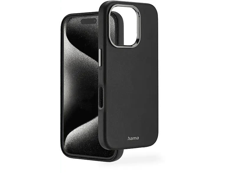 Hama Eco Premium Backcover, für Apple iPhone 16 Pro, Schwarz; Handyhülle