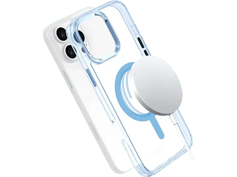 ISY ISC-1120 MagISY Backcover, für Apple iPhone 16 Pro, Transparent, Blau; Handyhülle