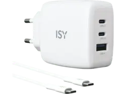ISY IAC-5650-WT Ladegerät mit Kabel, Weiß; GaN Charger