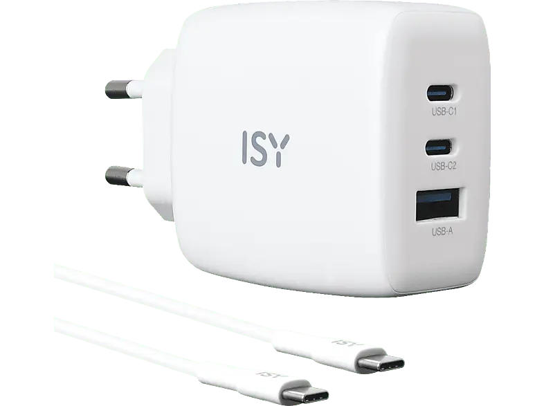 ISY IAC-5650-WT Ladegerät mit Kabel, Weiß; GaN Charger