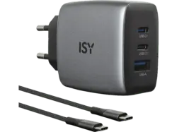 ISY IAC-5650-GY GAN Ladegerät mit Kabel, Grau