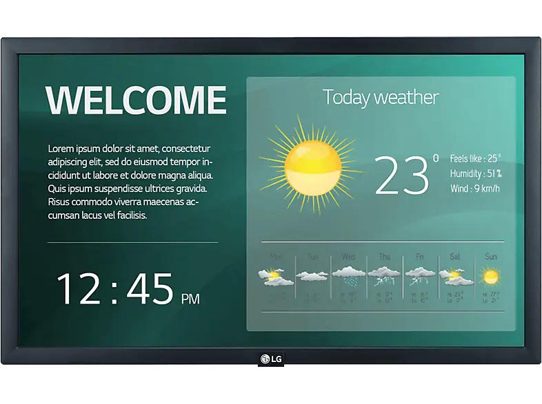 LG ELECTRONICS 22SM3G-B.AEU 22 Zoll Digital Signage-Display, Full-HD, 14 ms Reaktionszeit, 250 cd/m², 60 Hz, Schwarz