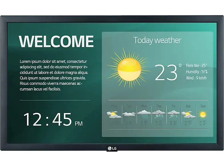 LG ELECTRONICS 22SM3G-B.AEU 22 Zoll Digital Signage-Display, Full-HD, 14 ms Reaktionszeit, 250 cd/m², 60 Hz, Schwarz