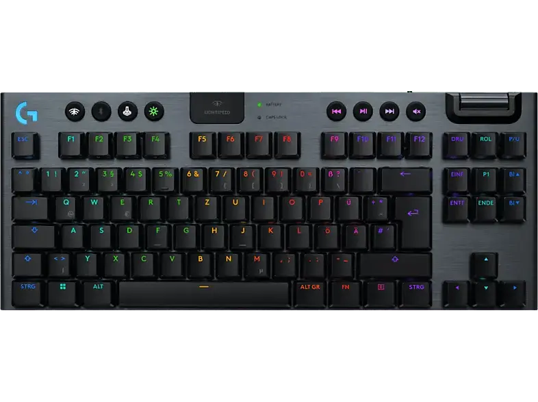 Logitech G G915 X Lightspeed TKL, Kabellose RGB Gaming Tastatur ohne Ziffernblock (Clicky), KEYControl, Lightsync RGB, DEU (Qwertz), Schwarz