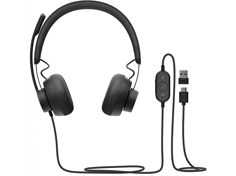 LOGITECH LOGITECH LOGI Zone 750, Kabelgebundener Kopfhörer, USB-Headset, Rauschunterdrückung, USB, Grau/Schwarz; Gaming Headset