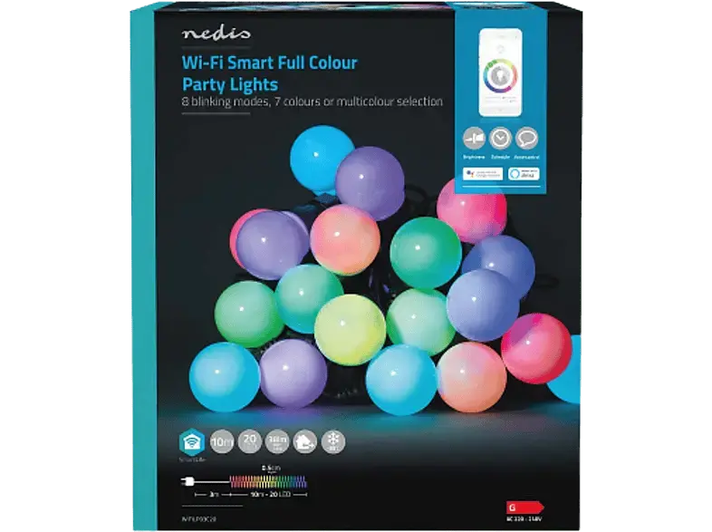 Nedis SmartLife WLAN LED Lichterkette Party, 10m, 20 LED's, RGB; LED-Lichterkette