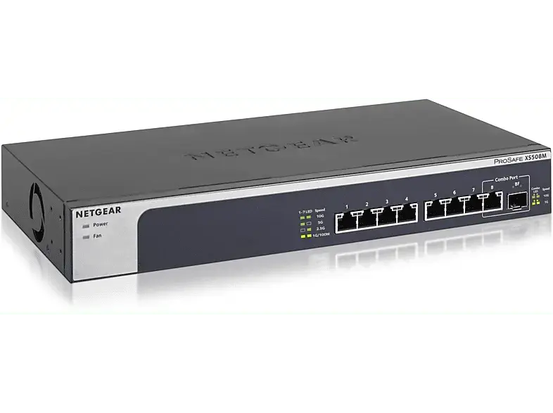 NETGEar Switch ProSafe XS500M Desktop 10G, 7x RJ-45, 1x RJ-45/SFP+, Grau