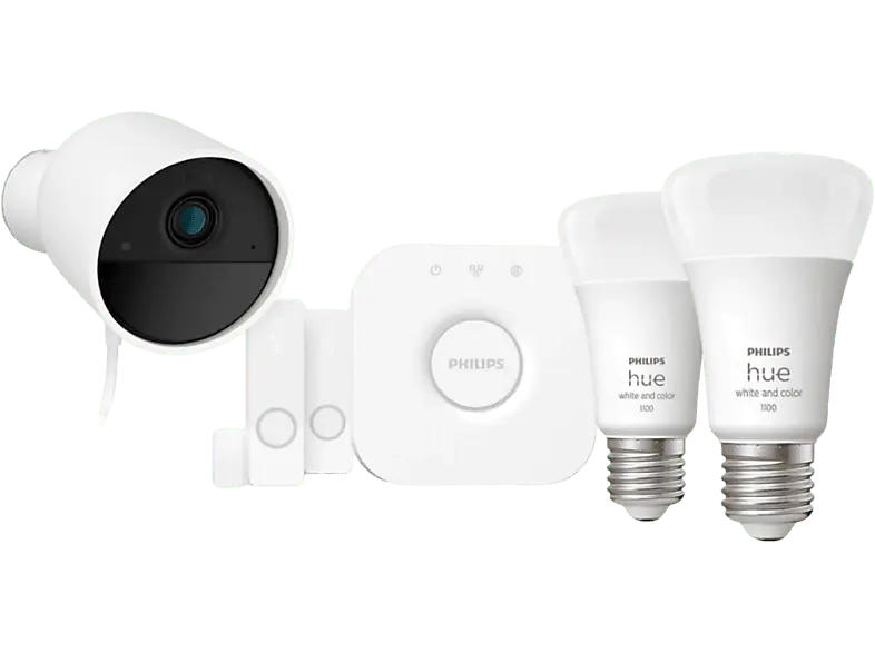 Philips Hue Secure, Überwachungskamera Set (Anzahl Kameras: 1, für Innen + Außen, Nachtsichtfunktion, Netzbetrieb, Full-HD, Weiß)