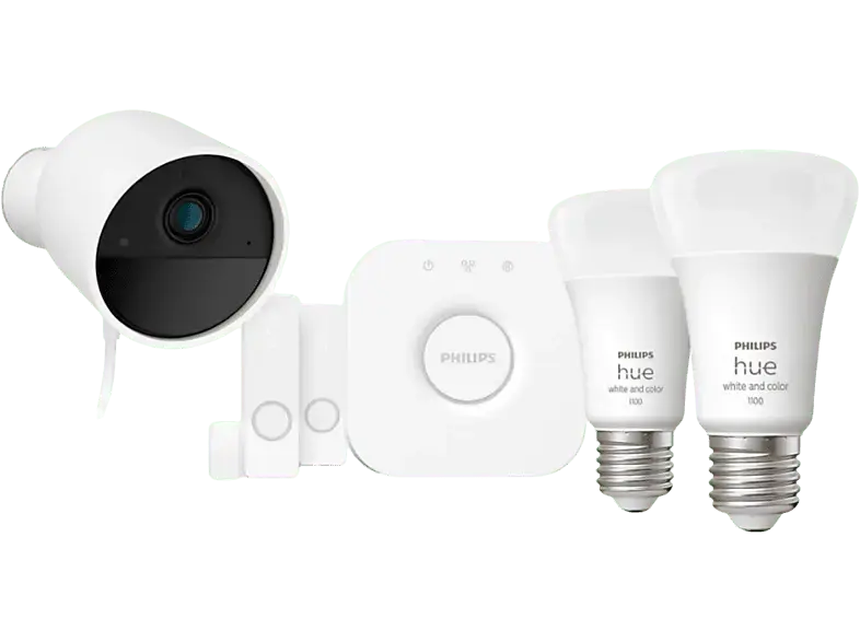 Philips Hue Secure, Überwachungskamera Set (Anzahl Kameras: 1, für Innen + Außen, Nachtsichtfunktion, Netzbetrieb, Full-HD, Weiß)