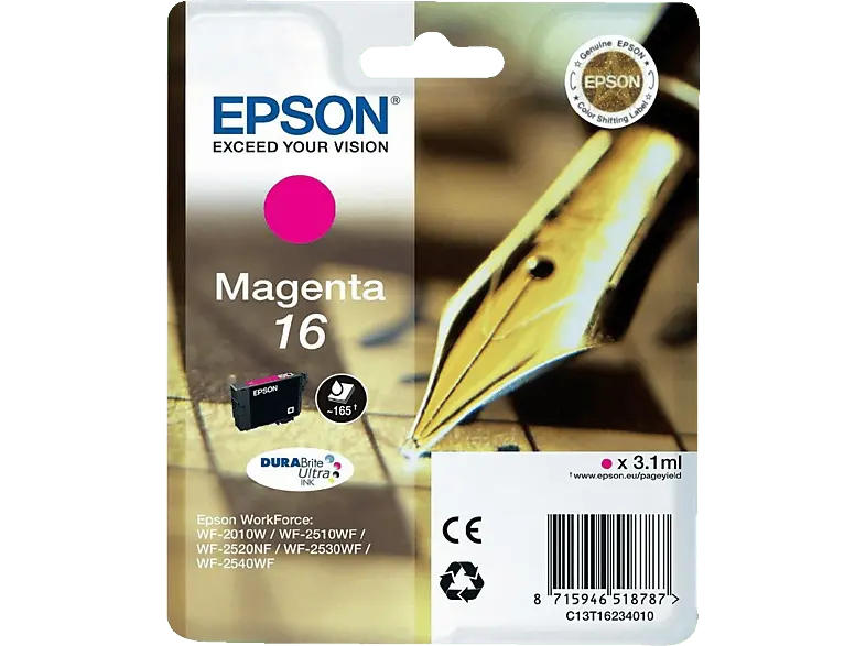 EPSON Füller, 16, Magenta, C13T16244012; Tintenpatrone