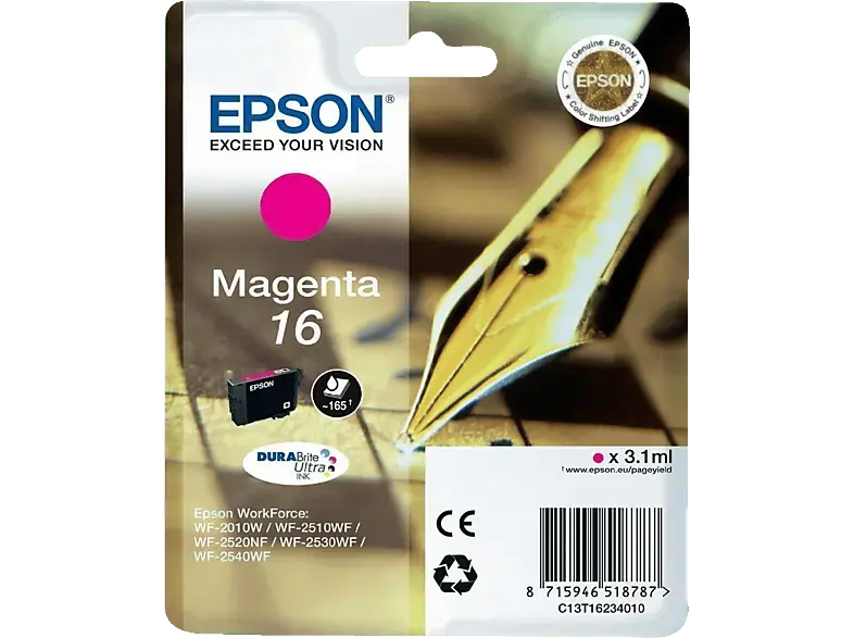EPSON Füller, 16, Magenta, C13T16244012; Tintenpatrone