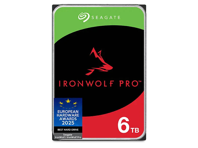 SEAGATE 6TB IronWolf Pro NAS HDD Festplatte, 550 TB/Jahr WRL, CMR, 3.5 Zoll, Luft Festplatten-Design, 256MB Cache, +Rescue