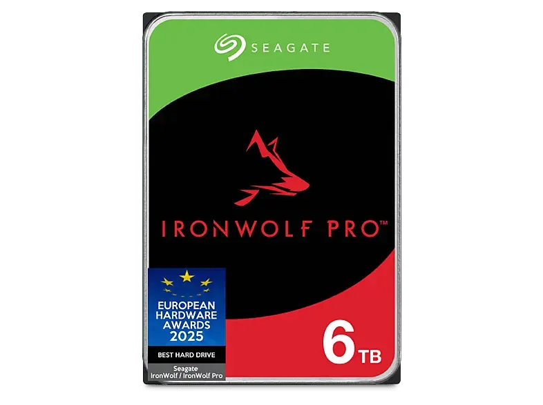 SEAGATE 6TB IronWolf Pro NAS HDD Festplatte, 550 TB/Jahr WRL, CMR, 3.5 Zoll, Luft Festplatten-Design, 256MB Cache, +Rescue