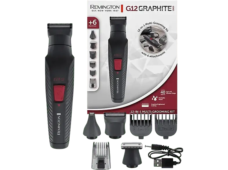 Remington PG2120 G12 Graphite Series Multigrooming-Set, Schwarz, Akkubetrieb