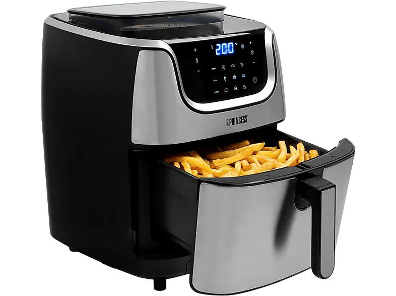 Princess 01.183318.01.750 Heißluftfritteuse mit Dampffunktion 6,5 l, 1700 Watt, Silber