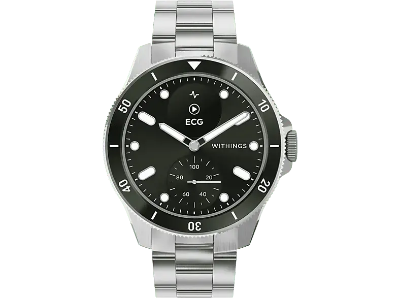 Withings Hybrid Smartwatch ScanWatch Nova 42mm, Grün/Silber