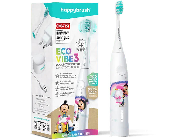 happybrush ECO VIBE 3 Junior Schallzahnbürste Weiß